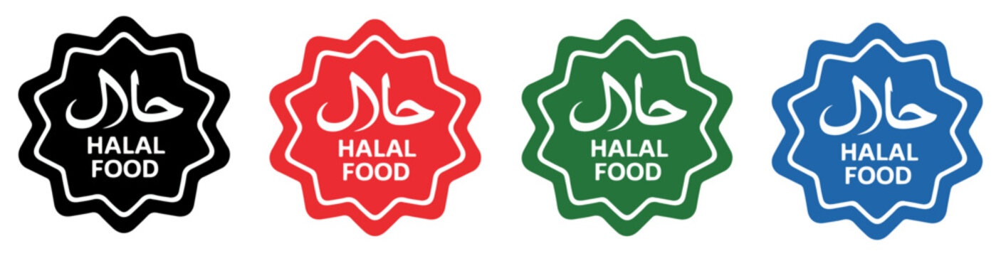 halal food logo icon vector set