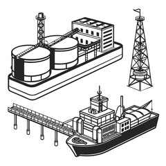 Obraz premium Industrial facilities and ships for oil and gas operations
