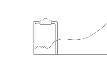 Naklejka premium One line art of a clipboard with check marks for business task management and productivity