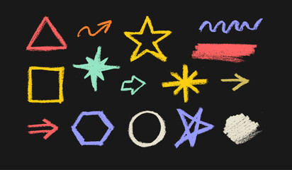 Abstract Shapes Simple Random Crayon Chalk Drawing Doodle Vector Set © Grunge Designs