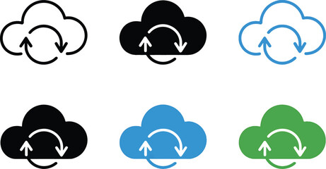 Cloud sync icon set
