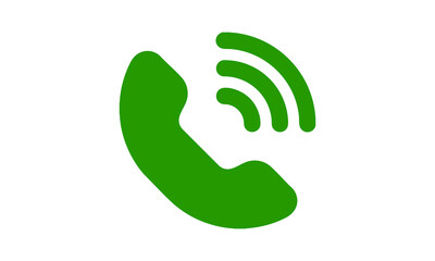 Fototapeta premium Green Telephone Handset with Signal Waves Flat Call Icon Vector Illustration