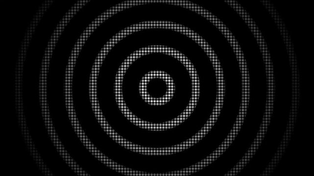 Concentric halftone circle pattern abstract background animation, Concentric circular halftone forming rings, minimalist abstract graphic animated