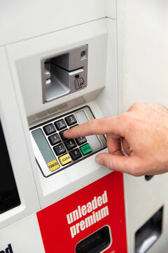 Hand gas pump at station 