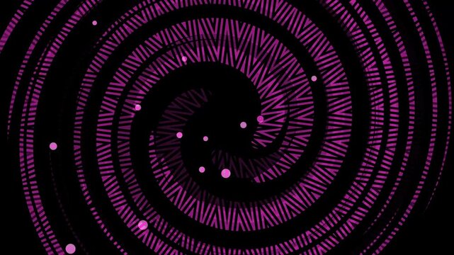 Monochrome spiral vortex with patterned rings background animation