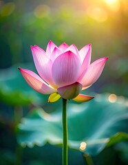 Obraz premium Pink Lotus Flower in Bloom - A Symbol of Purity and Enlightenment.