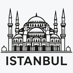 Naklejka premium Istanbul travel concept logo sketch illustration vector