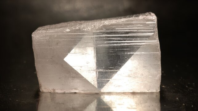 Calcite rhomboid cleavage, clear optical calcite showing double refraction, geometric nature