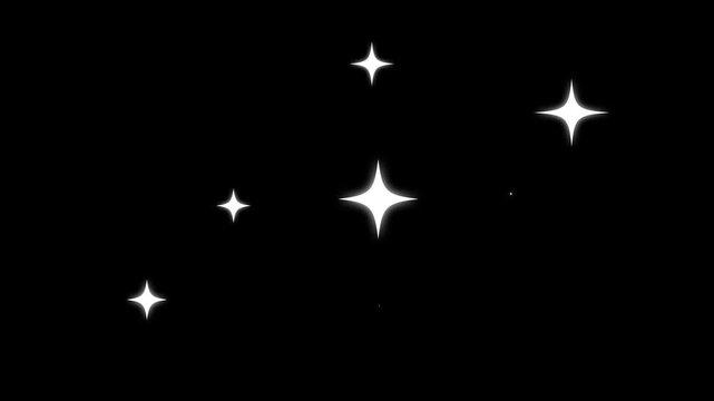 Twinkle star glitter sparkle, sparkling stars Shine animation, blinking cartoon stars, 4k star sparkle vector doodles, glowing light effect, retro shine movement, flat black screen twinkle background.