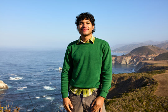 Man stands on the Big Sur coast