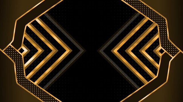 Chevron octagonal luxury background animation, Luxurious black background with geometric chevron and octagonal frame