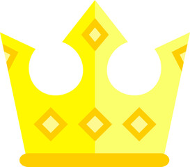 Modern Flat Golden Crown Icon on White Background