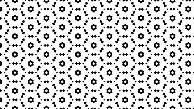 Geometric pattern of small black flowers on white background seamless repeating design abstract texture