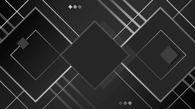Modern dark geometric background animation, Abstract geometric background with dark squares and diagonal lines