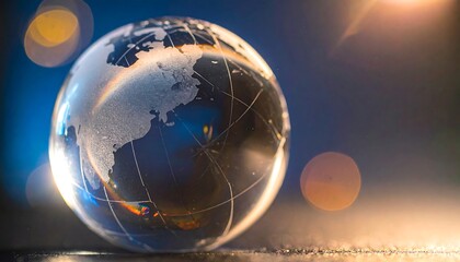 Globe's Glimmer: A luminous glass globe, a beacon of global interconnectedness, radiating an aura of knowledge and exploration.