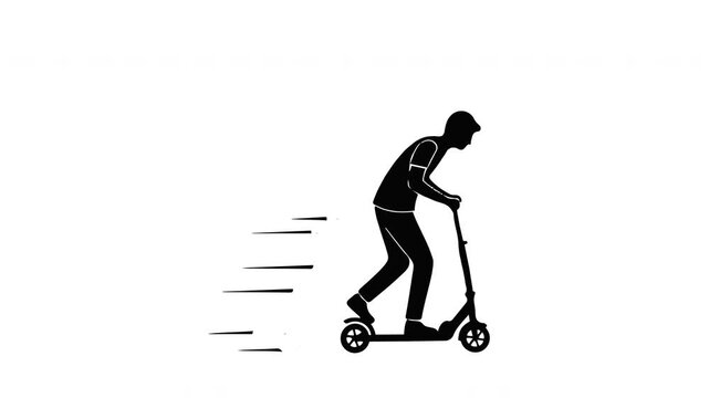 Man Riding Electric Scooter Silhouette Animation