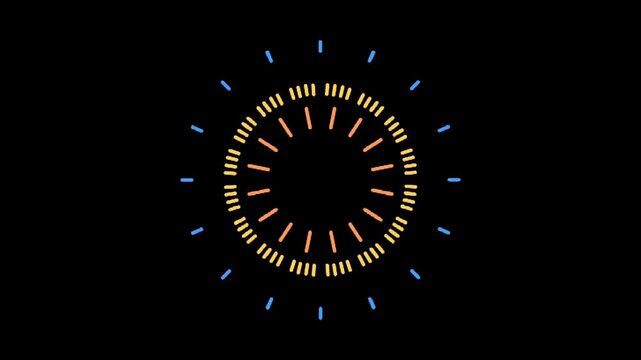 abstract circular loading animation with colorful lines on black screen background modern digital loop for design use