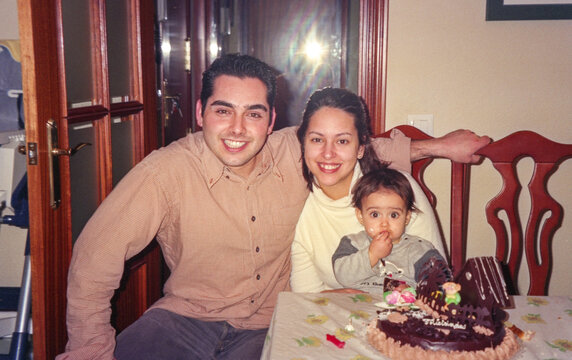 Analog family portrait celebrating baby&rsquo;s first birthday