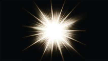 Bright Starburst Vector Illustration With Radial Rays On Black Background