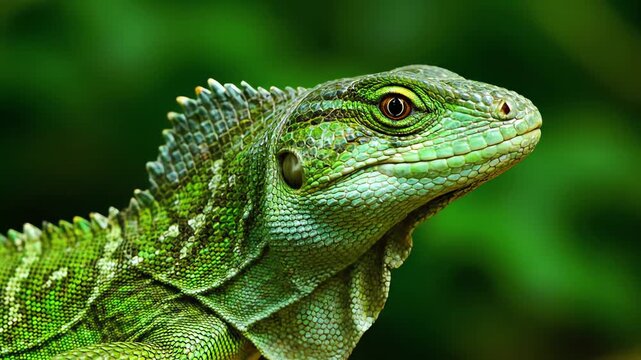 Close Up of a Vibrant Green and Blue Lizard in Its Natural Habitat