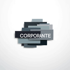 Obraz premium Abstract Geometric Shapes with 'CORPORANTE' Text Representing Modern Corporate Identity in Bright Studio