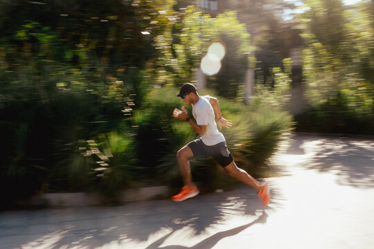a young man jogging