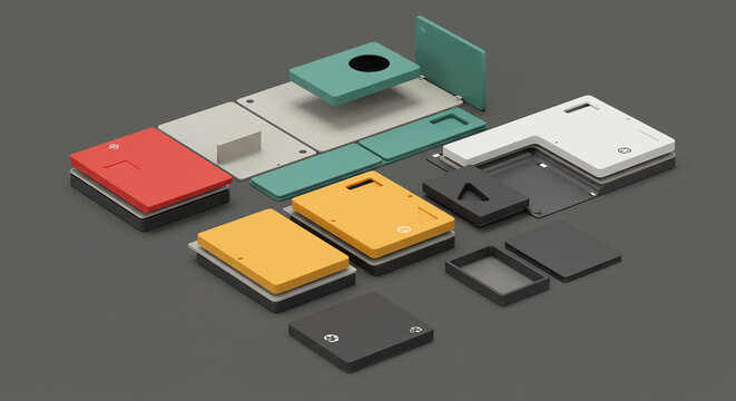 Geometric modular design components with transparent background