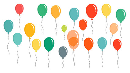 Set of balloons different colors. White background isolated. Vector illustration 