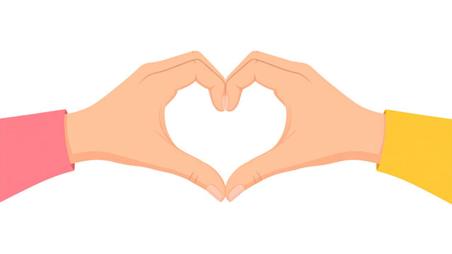 Heart making by couples hand isolated on white background. Vector illustration 