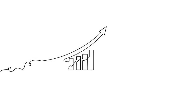 Line money one continuous finance art graph financial icon coin single. Growth one line money chart sketch cash concept hand investment business arrow vector drawing bank doodle background lineart bag