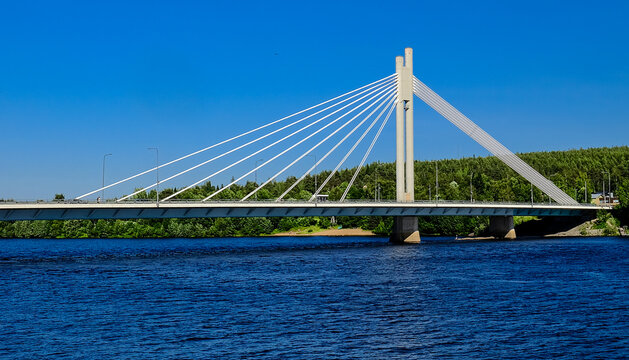 Lumberjack's Candle Bridge, Rovaniemi Finland. The city's emblem and symbolic gateway to Lapland