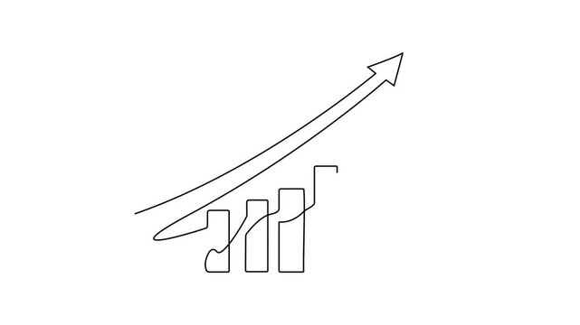 Line money one continuous finance art graph financial icon coin single. Growth one line money chart sketch cash concept hand investment business arrow vector drawing bank doodle background lineart bag