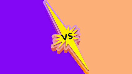 Purple and peach lightning split vs banner background isolated on transparent background png. Dynamic versus screen template with electric bolt divider for gaming battle, sports competition and esport © Amer