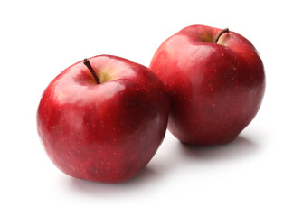 Fresh ripe red apples isolated on white