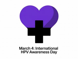 Obraz premium Purple heart with cross for international hpv awareness day on white background