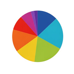 Fototapeta premium Colorful pie chart with eight segments on white background