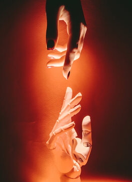 Hands connecting in an artistic display of emotion