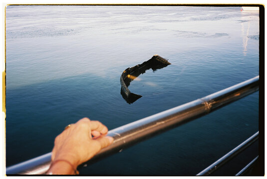 Sunken Boat in Calm Water