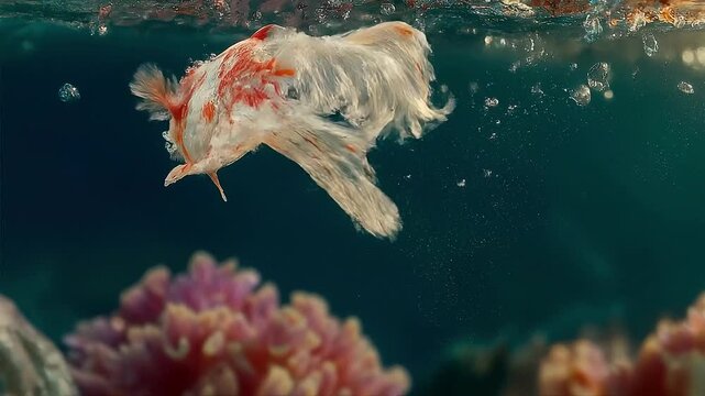 Colorful fish betta aquarium underwater coral sea ocean splash motion fin pet animal tropical reef marine water bubble swimming tail closeup nature vibrant exotic decorative background elegant