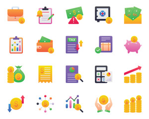 Gradient color icons set for Accounting
