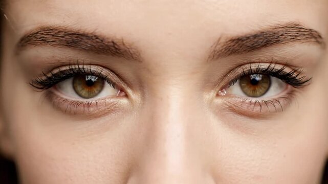 Close-Up of Hazel Eyes with Defined Eyebrows