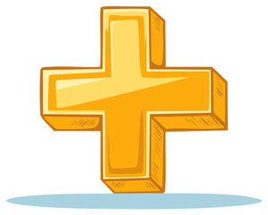 Obraz premium Vibrant golden 3D plus sign illustration for positive growth and mathematical addition