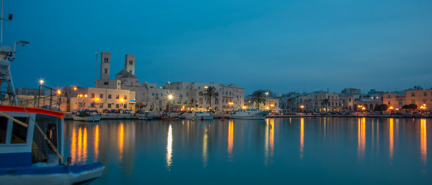 Old Port of Molfetta with San Corrado Cathedral, Puglia, Italy