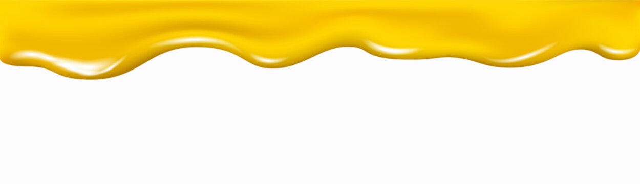 Honey flowing and dripping yellow liquid waves.