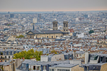 Panoramic skyline view of Paris city with historic buildings and domes © Anna Baranova