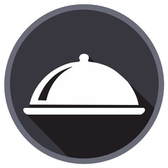 Obraz premium Food Cloche Icon Serving Tray Flat Design Restaurant Catering Service Symbol