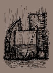 Abstract image for printing. Picture for modern interiors. The picture is painted by hand on a tablet. © neurostructure