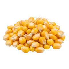 Fototapeta premium A pile of yellow corn kernels on transparent background