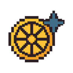 Obraz premium PNG Pixelated citrus wheel icon