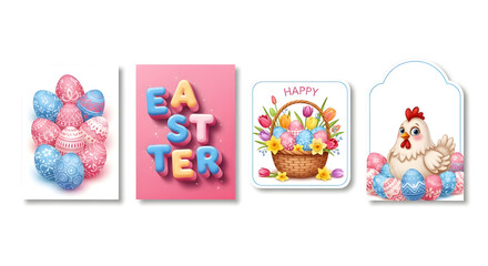 Obraz premium A delightful easter themed collection with balloons and festive illustrations.